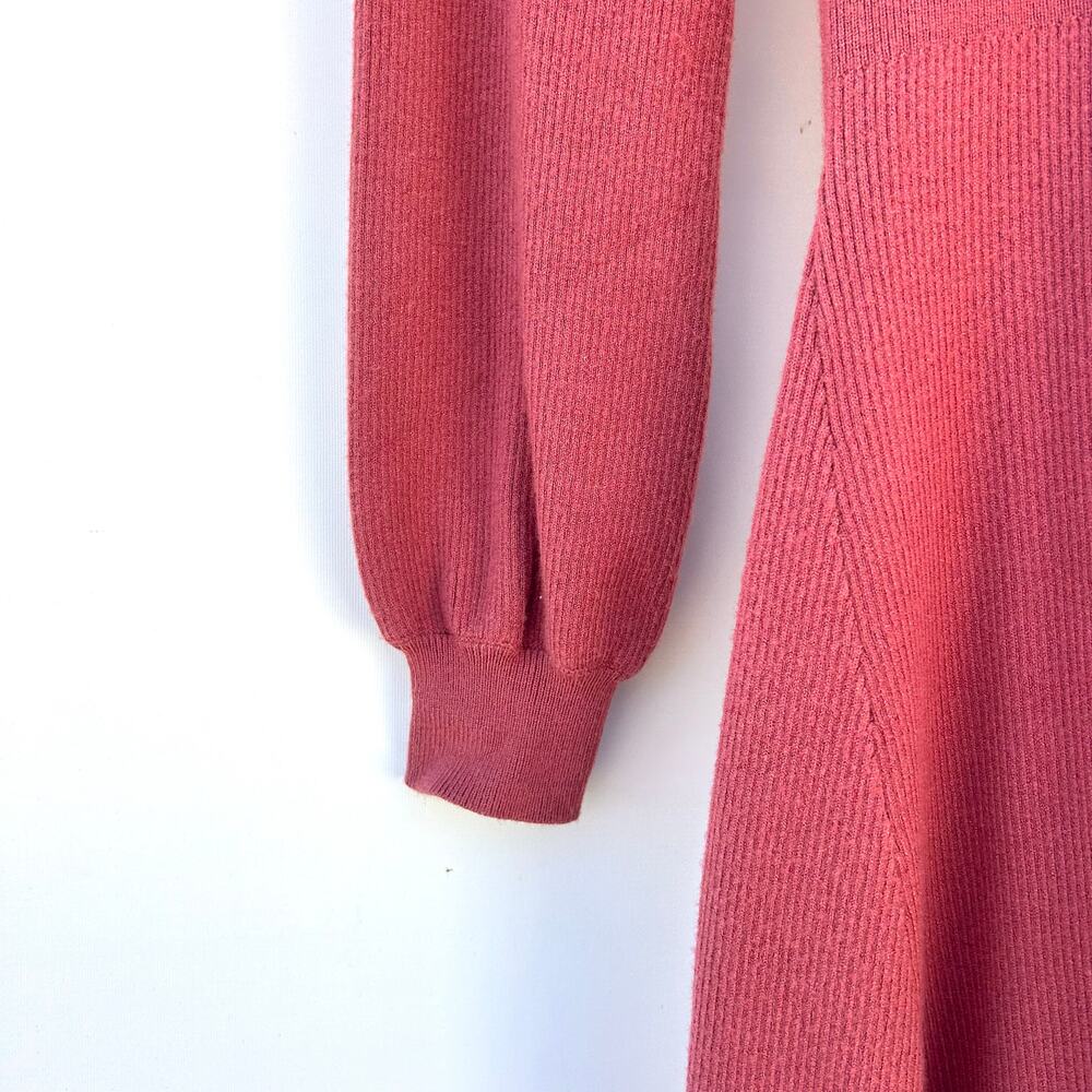 Gal Meets Glam Knit Pink Tie Neck Long Sleeve Sweater Dress Midi Medium Brianna - Picture 8 of 10